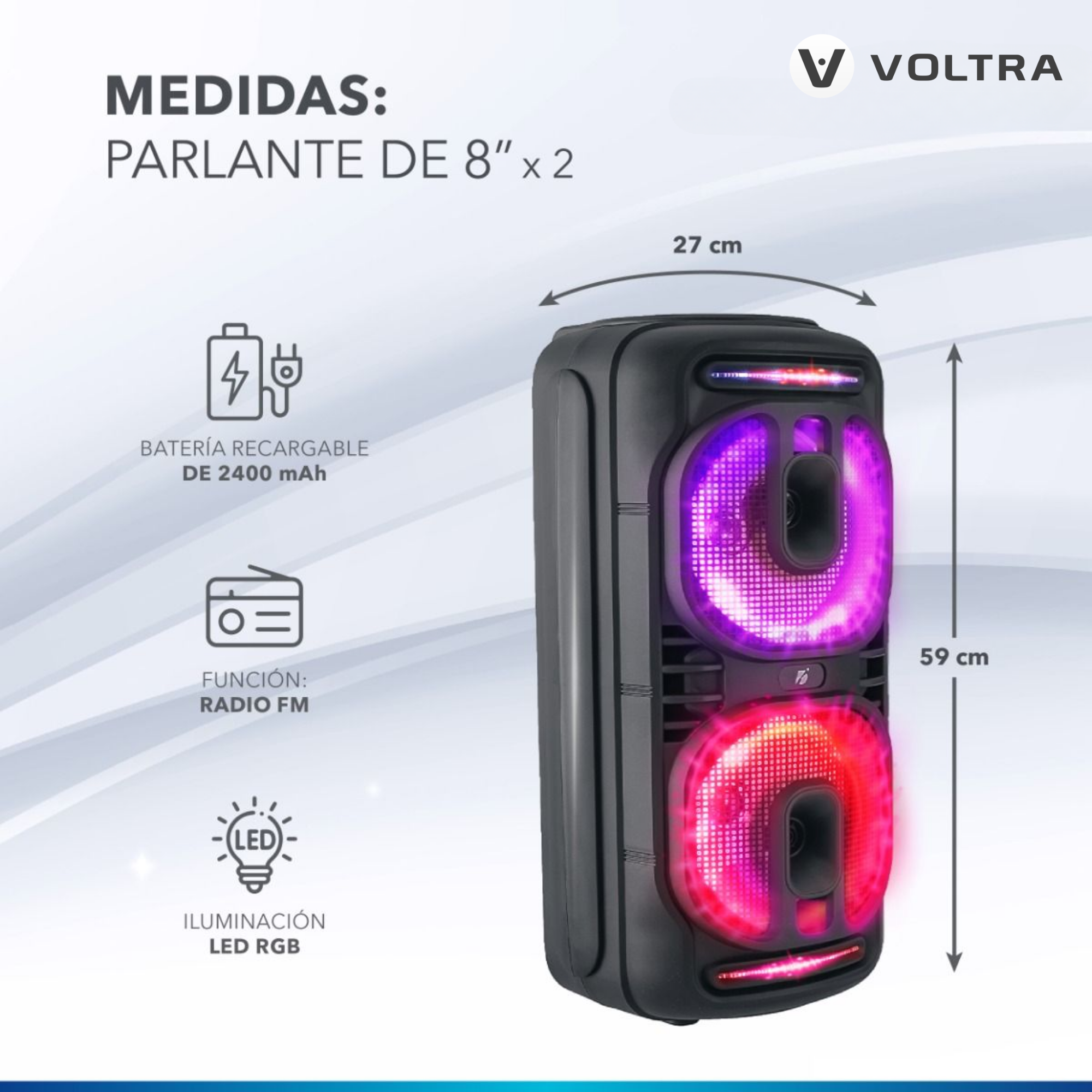 Parlante Portátil Bluetooth RGB Voltra